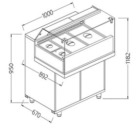 Diamond Toonbank vitrine snack saladette_lage ruiten, groep op afstand