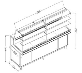 Diamond Geventileerde gekoelde vitrines voor snacks_hoge ruiten, groep op afstand, zonder reserve
