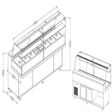 Diamond Toonbank vitrine snack saladette met reserve _hoge ruiten, groep op afstand