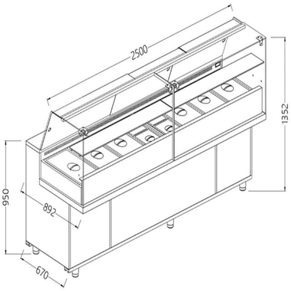 Diamond Toonbank vitrine snack saladette_hoge ruiten, groep op afstand | VA25XGR Diamond Toonbank vitrine snack saladette_hoge ruiten, groep op afstand | VA25XGR