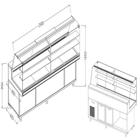Diamond Geventileerde gekoelde vitrines voor snacks_hoge ruiten, met groep, met reserve | VA25X/R2