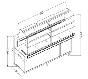 Diamond Geventileerde gekoelde vitrines voor snacks_hoge ruiten, groep op afstand, zonder reserve