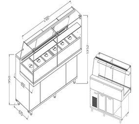 Diamond Toonbank vitrine snack saladette met reserve _hoge ruiten, met groep Diamond Toonbank vitrine snack saladette met reserve _hoge ruiten, met groep