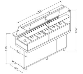 Diamond Toonbank vitrine snack saladette_hoge ruiten, met groep