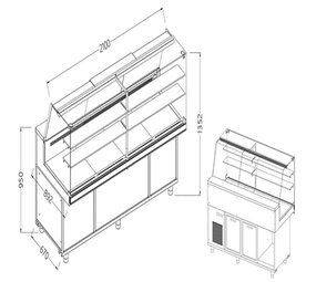 Diamond Geventileerde gekoelde vitrines voor snacks_hoge ruiten, met groep, met reserve Diamond Geventileerde gekoelde vitrines voor snacks_hoge ruiten, met groep, met reserve