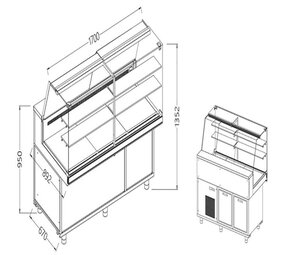 Diamond Geventileerde gekoelde vitrines voor snacks_hoge ruiten, groep op afstand, met reserve Diamond Geventileerde gekoelde vitrines voor snacks_hoge ruiten, groep op afstand, met reserve
