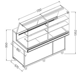 Diamond Geventileerde gekoelde vitrines voor snacks_hoge ruiten, groep op afstand, zonder reserve