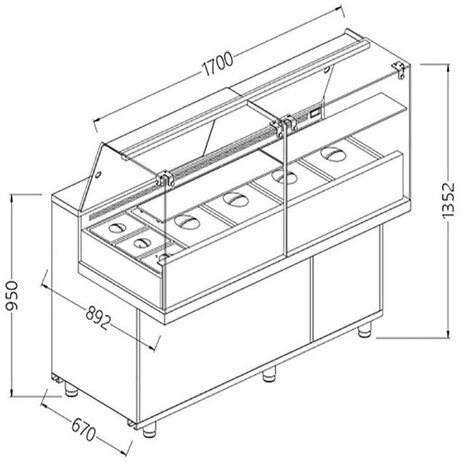 Diamond Toonbank vitrine snack saladette_hoge ruiten, groep op afstand | VA17XGR Diamond Toonbank vitrine snack saladette_hoge ruiten, groep op afstand | VA17XGR