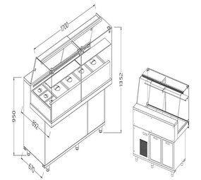Diamond Toonbank vitrine snack saladette met reserve _hoge ruiten, met groep Diamond Toonbank vitrine snack saladette met reserve _hoge ruiten, met groep