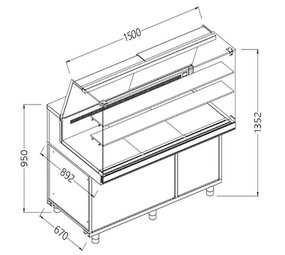 Diamond Geventileerde gekoelde vitrines voor snacks_hoge ruiten, groep op afstand, zonder reserve