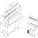 Diamond Toonbank vitrine snack saladette met reserve _hoge ruiten, met groep Diamond Toonbank vitrine snack saladette met reserve _hoge ruiten, met groep