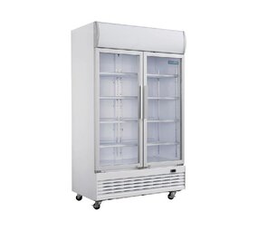 Polar G-serie tweedeurs displaykoeling met lichtbak 950l klapdeuren