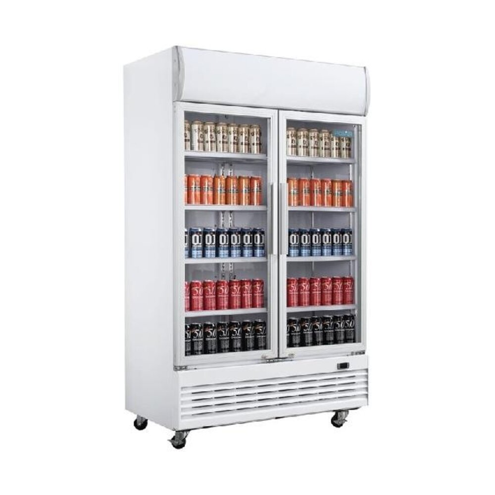 Polar G-serie tweedeurs displaykoeling met lichtbak 950l klapdeuren | GE580