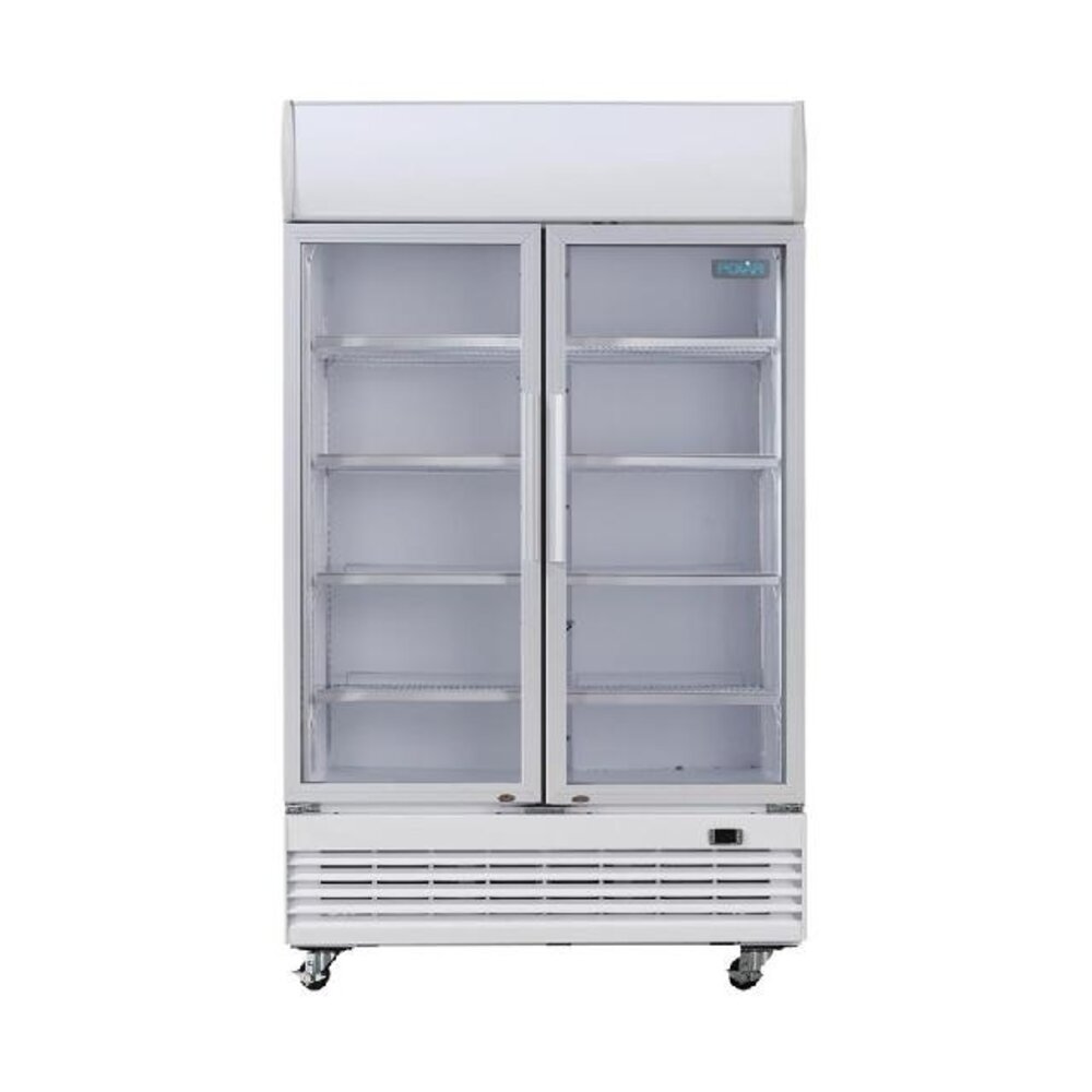 Polar G-serie tweedeurs displaykoeling met lichtbak 950l klapdeuren | GE580