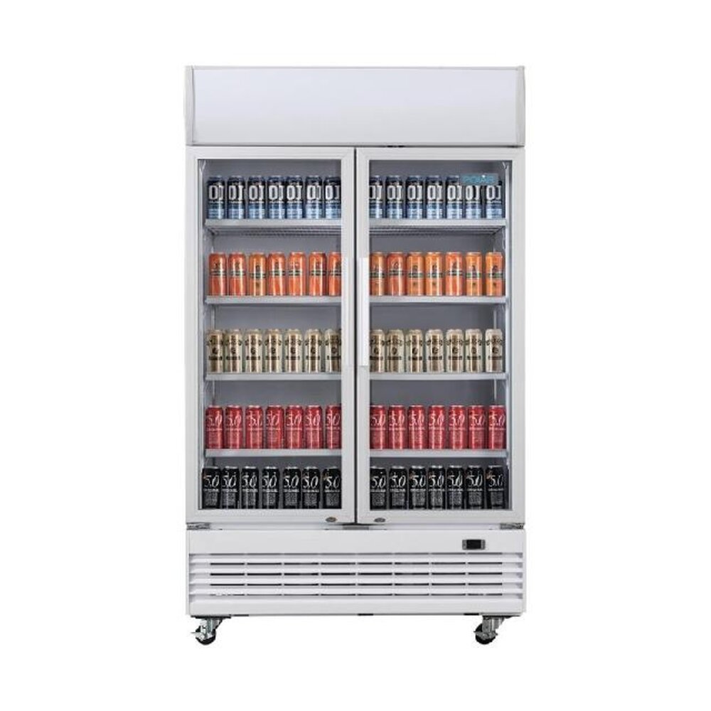 Polar G-serie tweedeurs displaykoeling met lichtbak 950l klapdeuren | GE580