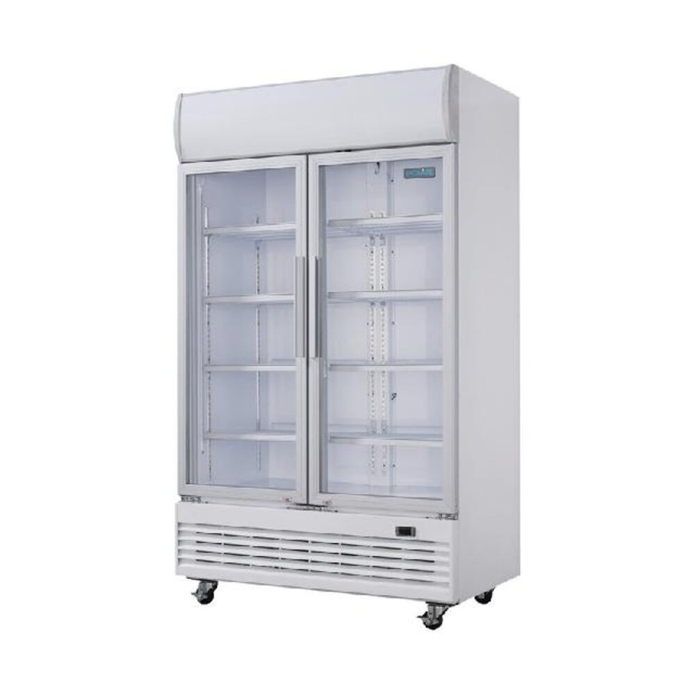 Polar G-serie tweedeurs displaykoeling met lichtbak 950l klapdeuren | GE580