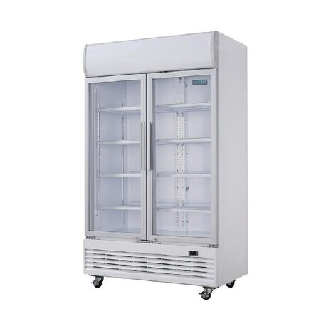 Polar G-serie tweedeurs displaykoeling met lichtbak 950l klapdeuren | GE580