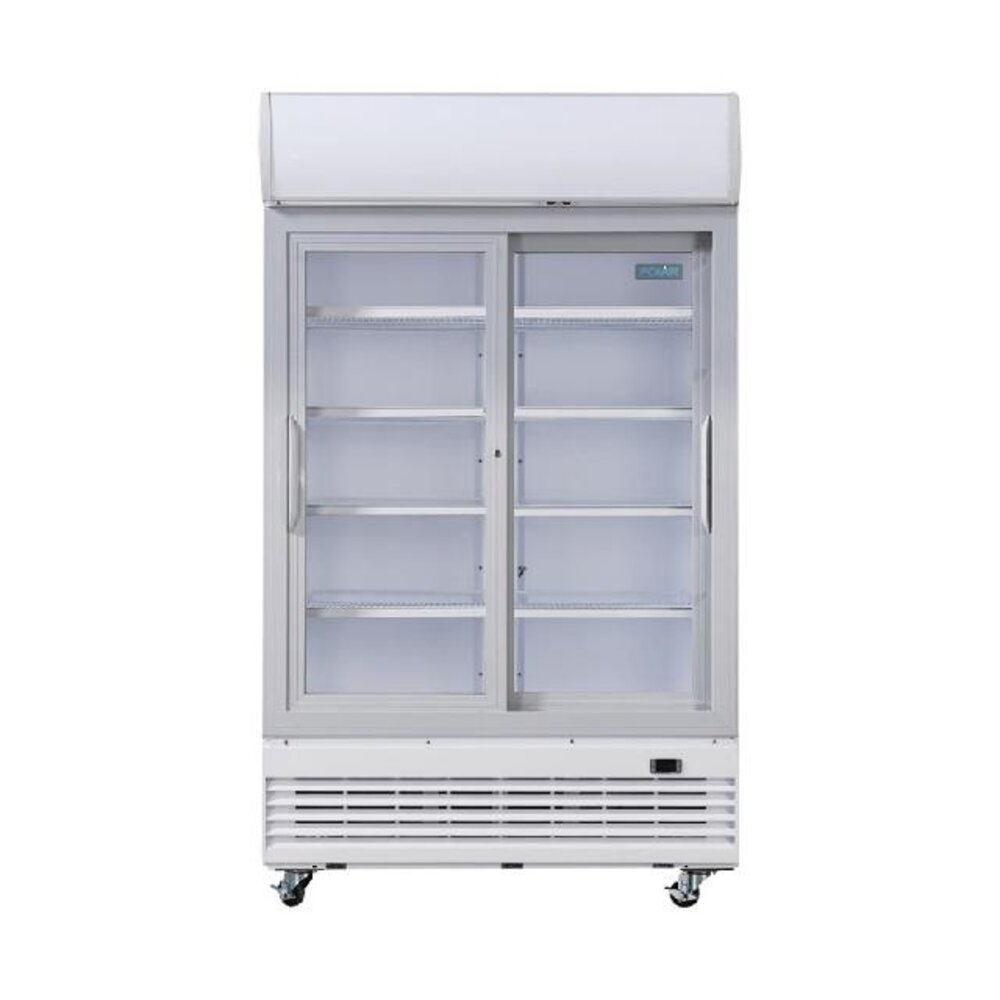 Polar G-serie tweedeurs displaykoeling met lichtbak 950l schuifdeuren | GE581 Polar G-serie tweedeurs displaykoeling met lichtbak 950l schuifdeuren | GE581