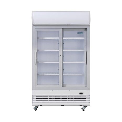 Polar G-serie tweedeurs displaykoeling met lichtbak 950l schuifdeuren | GE581 Polar G-serie tweedeurs displaykoeling met lichtbak 950l schuifdeuren | GE581