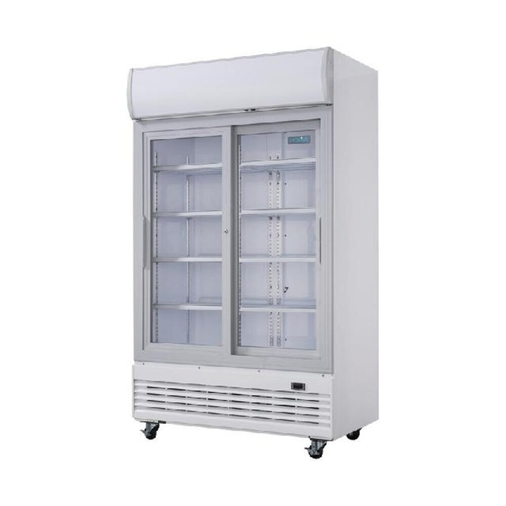 Polar G-serie tweedeurs displaykoeling met lichtbak 950l schuifdeuren | GE581 Polar G-serie tweedeurs displaykoeling met lichtbak 950l schuifdeuren | GE581