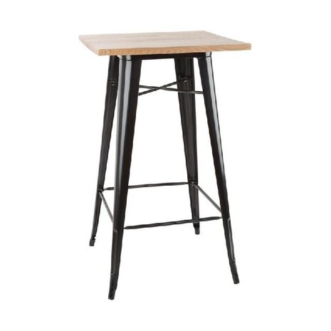 Bolero Bistro bartafel met houten blad zwart | FB595 Bolero Bistro bartafel met houten blad zwart | FB595