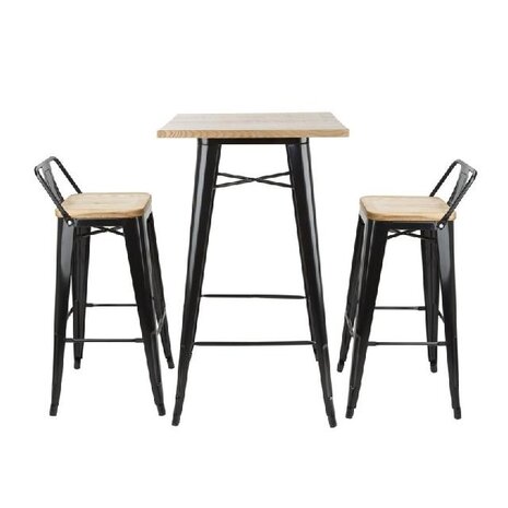 Bolero Bistro bartafel met houten blad zwart | FB595 Bolero Bistro bartafel met houten blad zwart | FB595
