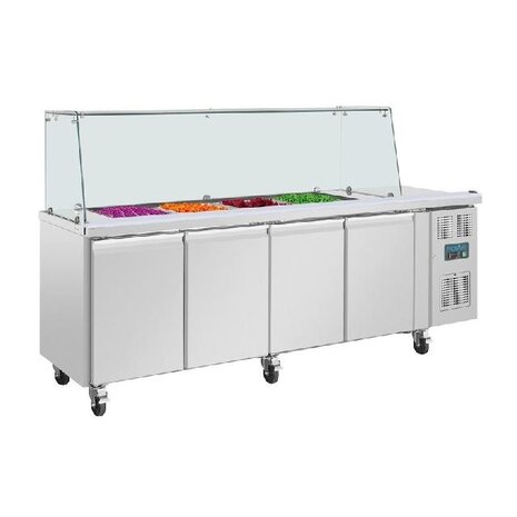 Polar U-serie vierdeurs saladette met vierkant kuchscherm | UA019