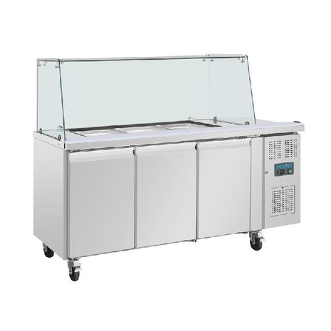 Polar U-serie driedeurs saladette met vierkant kuchscherm | UA018 Polar U-serie driedeurs saladette met vierkant kuchscherm | UA018