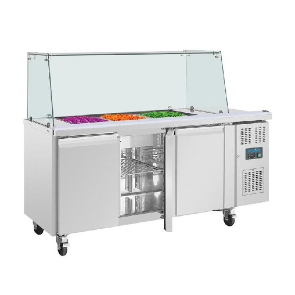 Polar U-serie driedeurs saladette met vierkant kuchscherm | UA018 Polar U-serie driedeurs saladette met vierkant kuchscherm | UA018