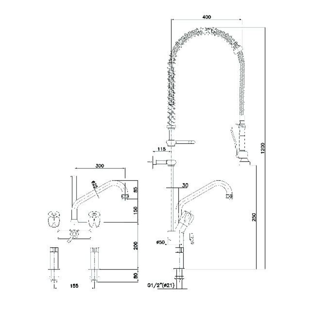 Bartscher Voorspoeldouche 40l-1802b | 400137 Bartscher Voorspoeldouche 40l-1802b | 400137