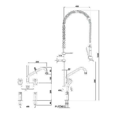 Bartscher Voorspoeldouche 40l-1802b | 400137 Bartscher Voorspoeldouche 40l-1802b | 400137