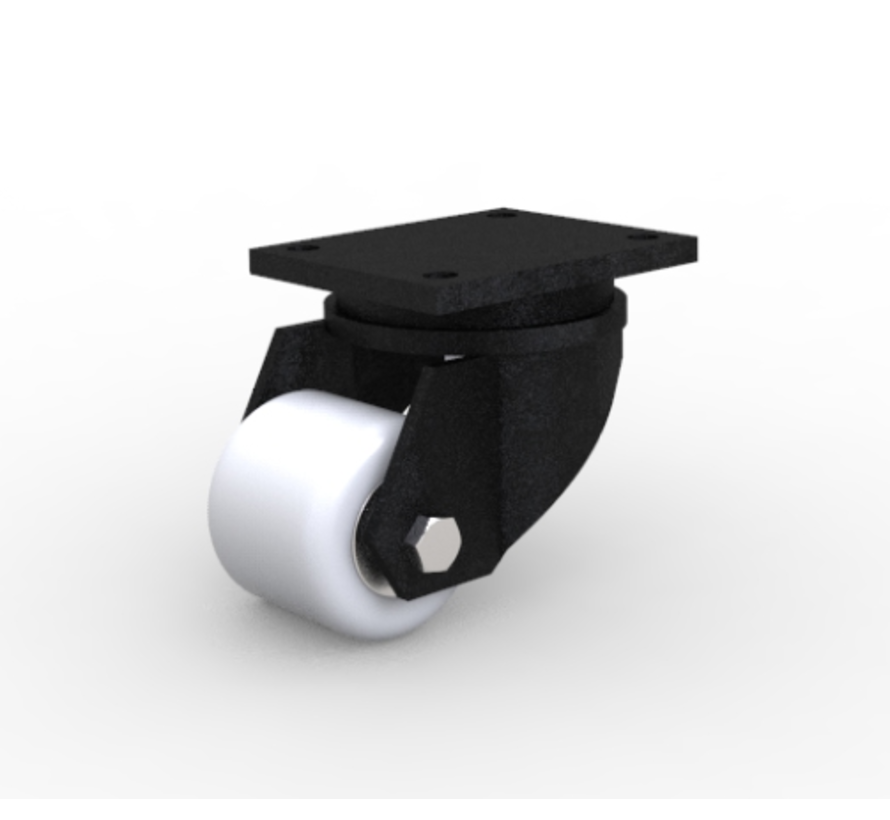 Heavy duty Swivel caster from Welded steel housing, plate fitting, Polyamide wheel, precision ball bearing, Wheel-Ø 82mm, 750KG