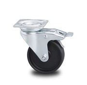 Swivel caster with brake, Ø 50mm, Polypropylene Wheel, 40KG