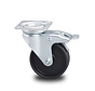 Institutional Swivel caster with brake from pressed steel, plate fitting, Polypropylene Wheel, plain bearing, Wheel-Ø 50mm, 40KG