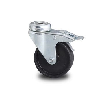 Swivel caster with brake, Ø 75mm, Polypropylene Wheel, 60KG