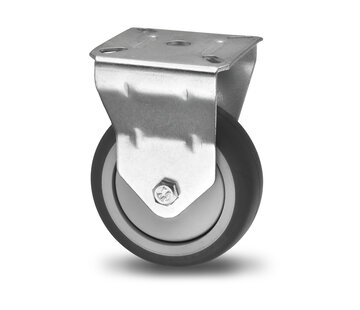 Fixed caster, Ø 100mm, thermoplastic rubber grey non-marking, 80KG
