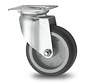 Apparatus swivel caster from pressed steel, plate fitting, thermoplastic rubber grey non-marking, plain bearing, Wheel-Ø 100mm, 80KG