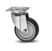 Swivel caster, Ø 100mm, thermoplastic rubber grey non-marking, 80KG