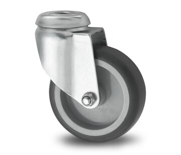 Swivel caster, Ø 50mm, thermoplastic rubber grey non-marking, 50KG