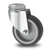 Swivel caster, Ø 75mm, thermoplastic rubber grey non-marking, 75KG