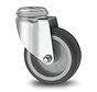 Apparatus swivel caster from pressed steel, bolt hole, thermoplastic rubber grey non-marking, plain bearing, Wheel-Ø 75mm, 75KG