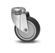 Swivel caster, Ø 75mm, thermoplastic rubber grey non-marking, 75KG