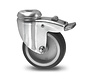 Apparatus swivel caster with brake from pressed steel, bolt hole, thermoplastic rubber grey non-marking, plain bearing, Wheel-Ø 50mm, 50KG