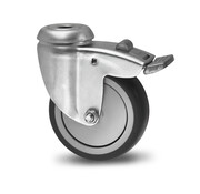 Swivel caster with brake, Ø 50mm, thermoplastic rubber grey non-marking, 50KG