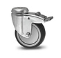 Institutional Swivel caster with brake from pressed steel, bolt hole, thermoplastic rubber grey non-marking, precision ball bearing, Wheel-Ø 100mm, 80KG