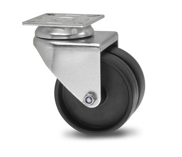 Swivel caster, Ø 75mm, plate, Polypropylene Wheel, 100KG