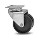 Institutional Swivel caster from pressed steel, plate fitting, Polypropylene Wheel, plain bearing, Wheel-Ø 75mm, 100KG