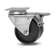 Swivel caster with brake, Ø 75mm, Polypropylene Wheel, 100KG