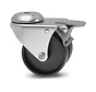 Institutional Swivel caster with brake from pressed steel, bolt hole, Polypropylene Wheel, plain bearing, Wheel-Ø 50mm, 80KG