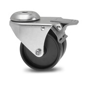 Zwenkwiel met rem Ø75x24mm Polypropyleen dubbele wielen – 100kg